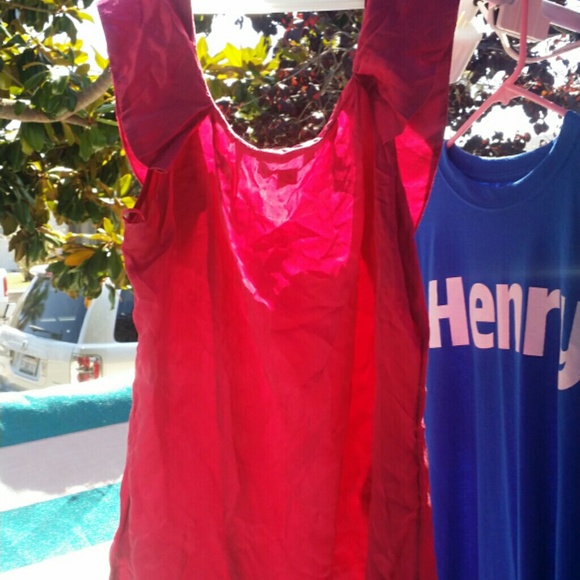 Red silky blouse