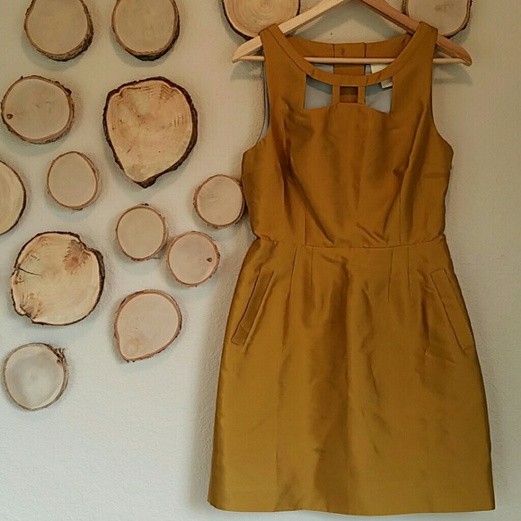 Anthropologie Maeve gold cut out dress