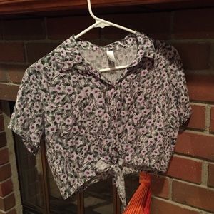 Rayon crop button up top