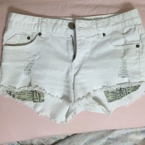 White denim shorts
