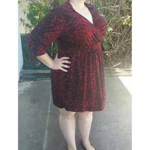Red Animal Print Wrap Dress!