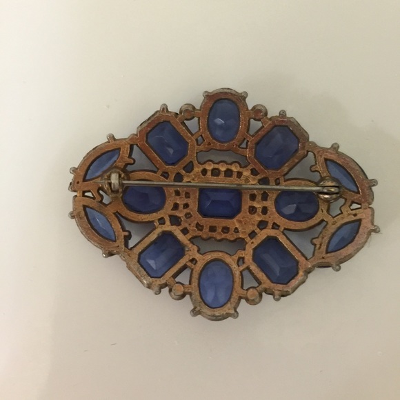 Vintage blue crystal brooch - Picture 2 of 3