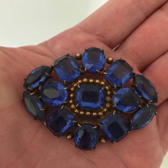 Vintage blue crystal brooch - Picture 3 of 3