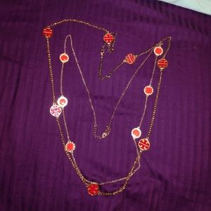 Two layering necklaces in red and orange