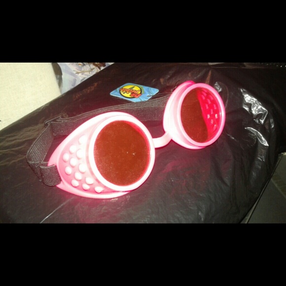 Pink neon Cyber punk goth or Cosplay goggles - NEW - rave - Picture 3 of 4