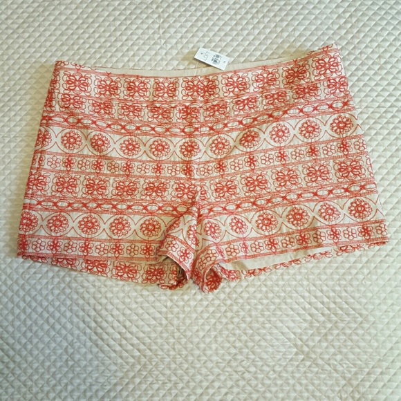 Loft tan shorts with red embroidery NWT