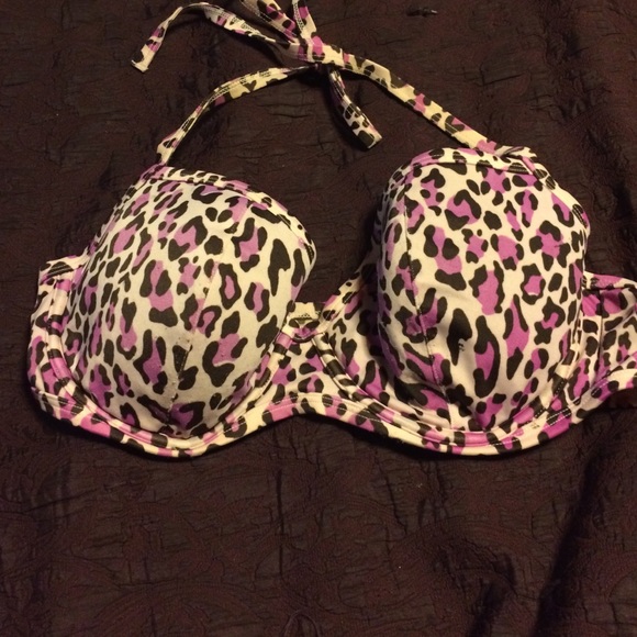 Leopard halter bathing suit top