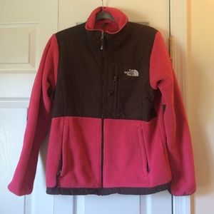 Brown and Pink North Face Fleece