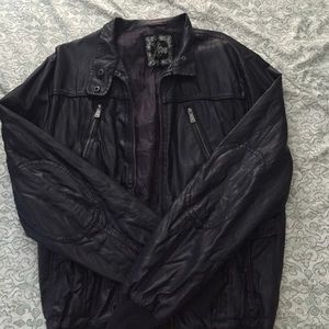 Navy faux leather jacket