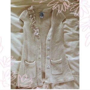 Anthropologie Crocheted Cap Sleeve Cardi Sz XS