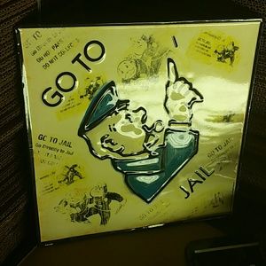 Vintage style metal mancave monopoly sign