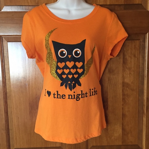 DONATED - Orange Halloween Owl Graphic T-Shirt - Picture 2 of 4