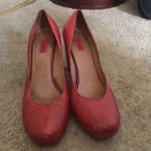 Red leather shoes