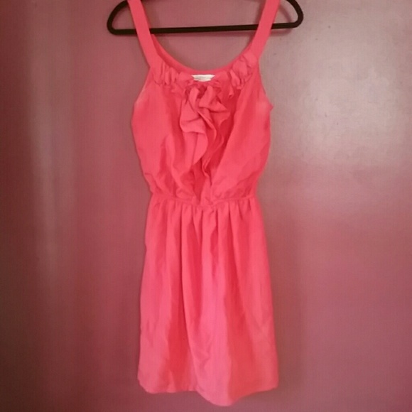 Pink ruffle front dress