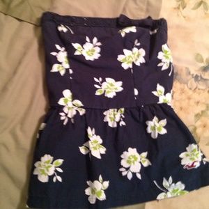 Navy Floral strapless top
