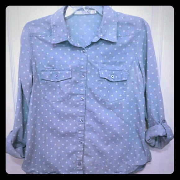 Polkadot chambray button down NWOT
