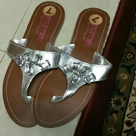 Slip on silver sandals