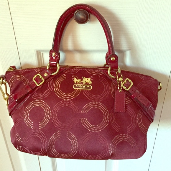 Coach Handbags - Coach Red Madison Op Art Bag