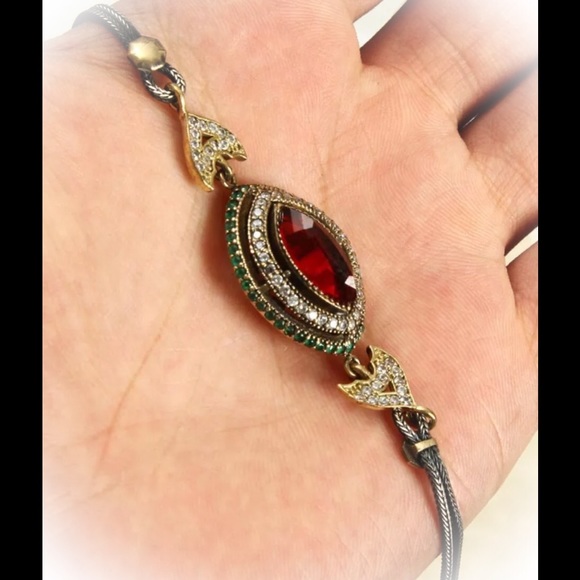 Jewelry - Sterling Silver Bracelet Emeralds, Ruby and Topaz