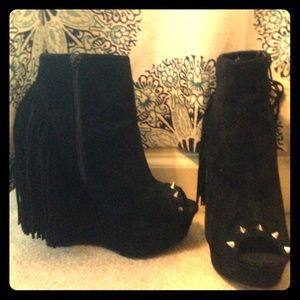 Black studded booties