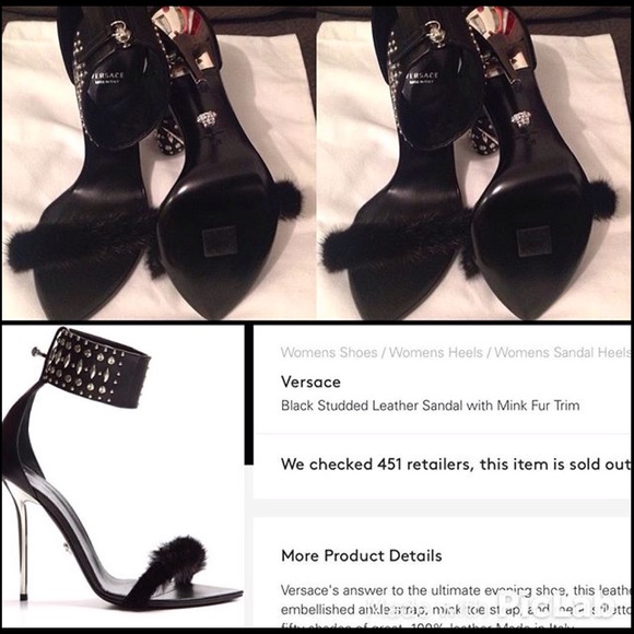 Versace !SOLD! studded ankle  mink heels