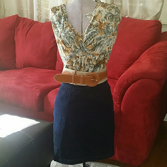 Denim skirt and Talbots  top