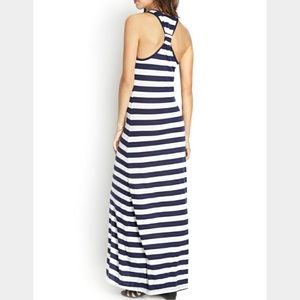 Forever 21 navy and white striped maxi dress