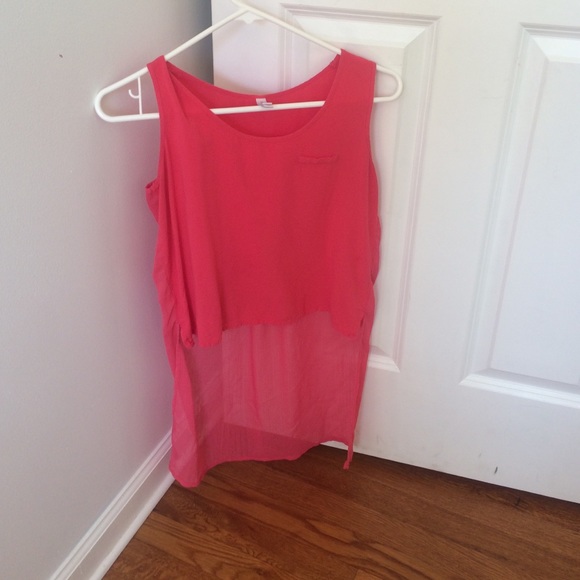 Pink shirt with sheer back