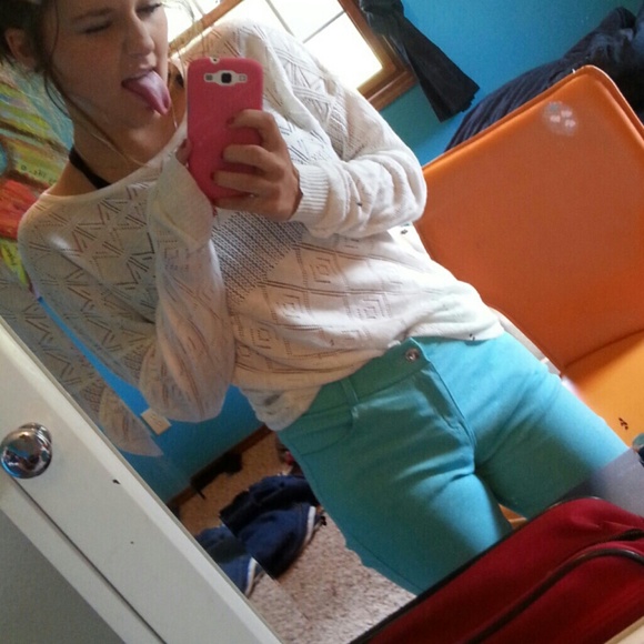 Sweater and mint colored jeggings! :)