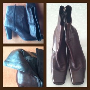 Chocolate brown leather Nine West boot shoes