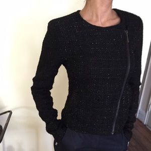 Crew neck zip up jacket w some shine.