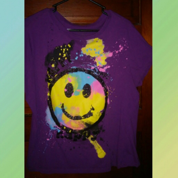 Tops - Happy Face Purple T-Shirt