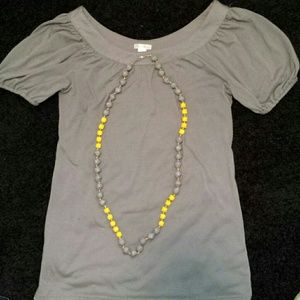Gray and yellow beaded necklace