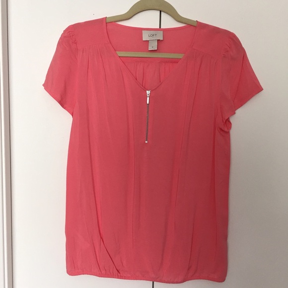 Coral pink zipper top