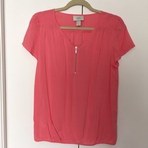 Coral pink zipper top