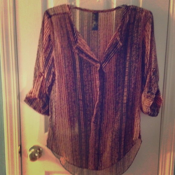 Francesca navy and salmon blouse