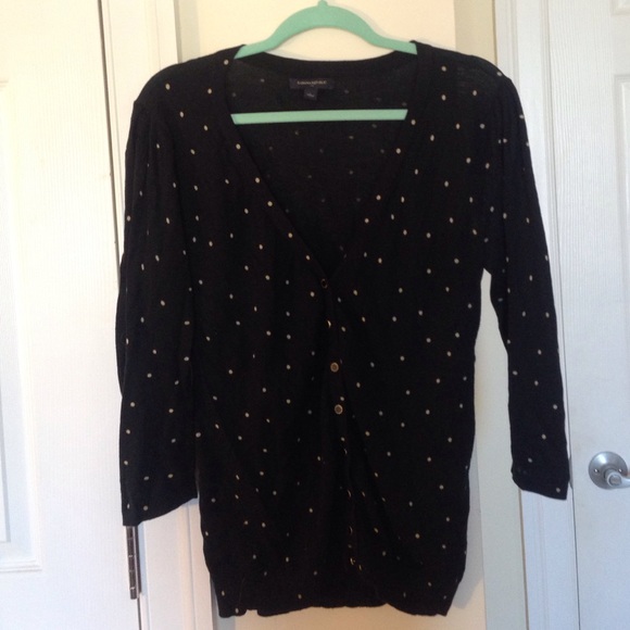 3/4 sleeve black Polka dot cardigan, size L