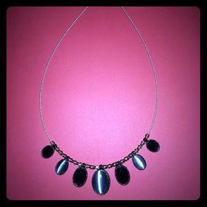 Black and Silver Beaded Statement Necklace