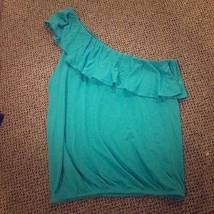 Teal one shoulder shirt. Size XS. American Eagle