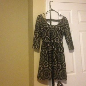 Cream dress with black designs