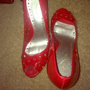 Bcbg girl red patent open toe pumps