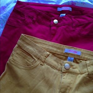 Red and yellow skinny jeans