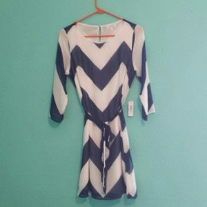 Navy and white chevron dress