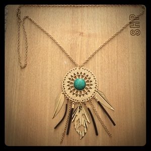 Fancy Necklace, golden and blue
