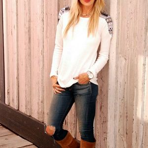 Luxe Embroidered Tribal Sweater sz Med