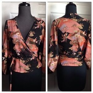 Flowy Kimono Wrap Blouse