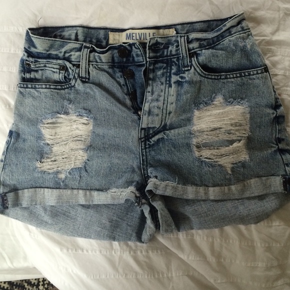 Brandy Melville Ripped High Waisted Denim Shorts