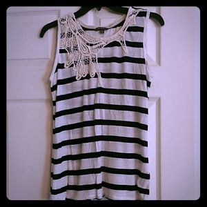 Size S black and white striped sleeveless top.