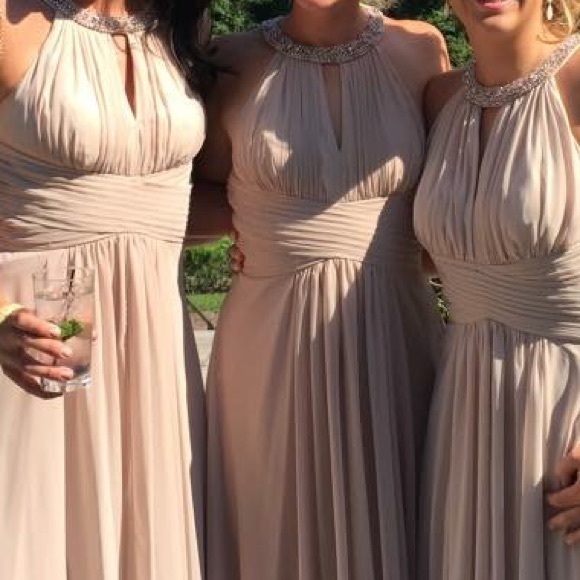 Embellished Tiered Chiffon Halter Gown bridesmaid - Picture 2 of 3