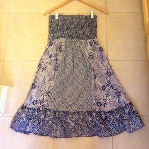 Blue Flowered Strapless Sundress